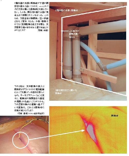 天井断熱を採用した下屋の断熱欠損の事例（写真：住環境アルテ）